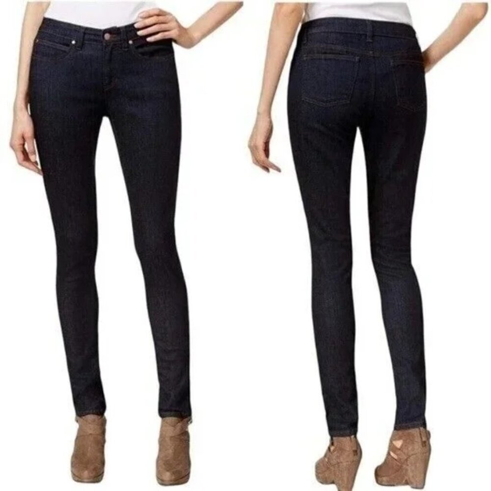Eileen Fisher Dark Wash Mid Rise Skinny Leg Denim Jeans Women's Size 2